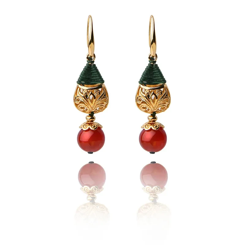 Pendant gold-plated agate eardrop