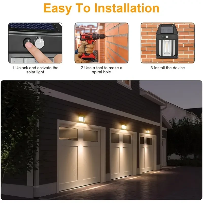 2pcs Golden Century Solar Wall Lights