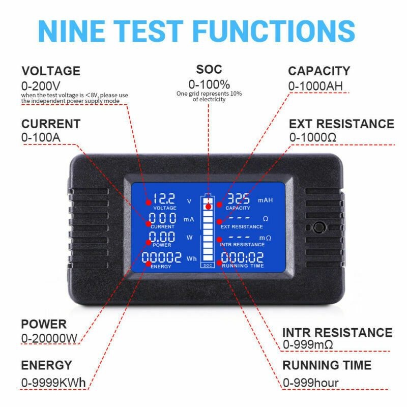 Battery Monitor Current Power Meter 300A Shunt
