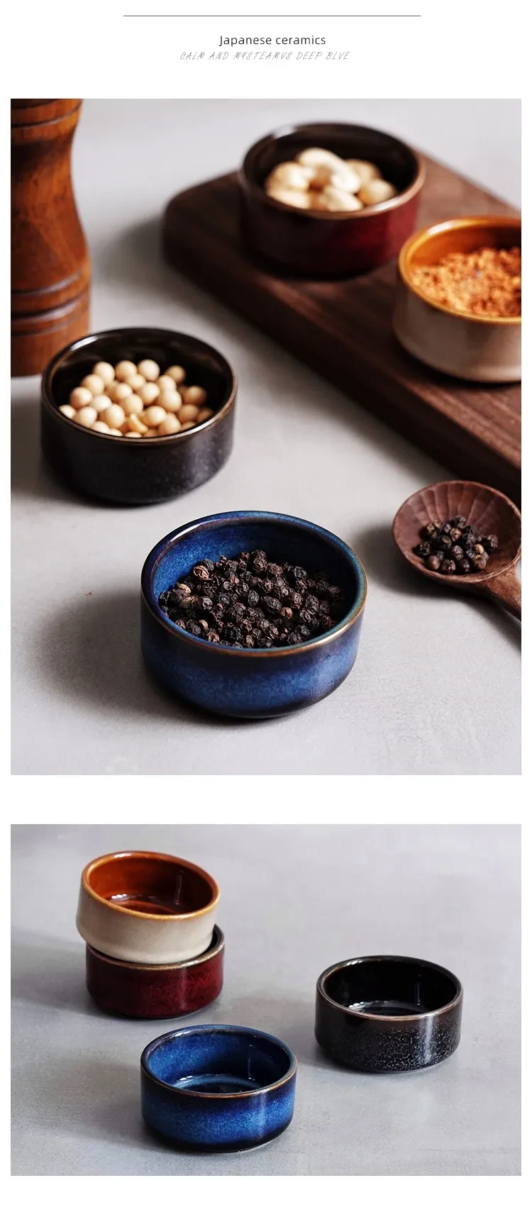 Ceramic Household Seasoning Plate Round Underglaze Japanese Restaurant Dipping Sauce Bowl