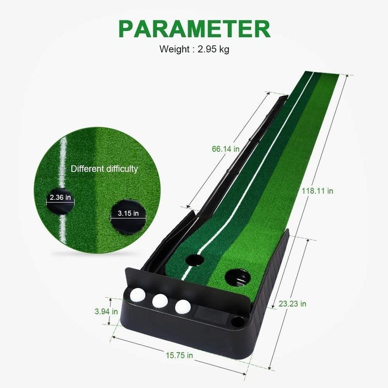 PGM Golf Putting Green Putting Trainer Mat Ball Auto Return