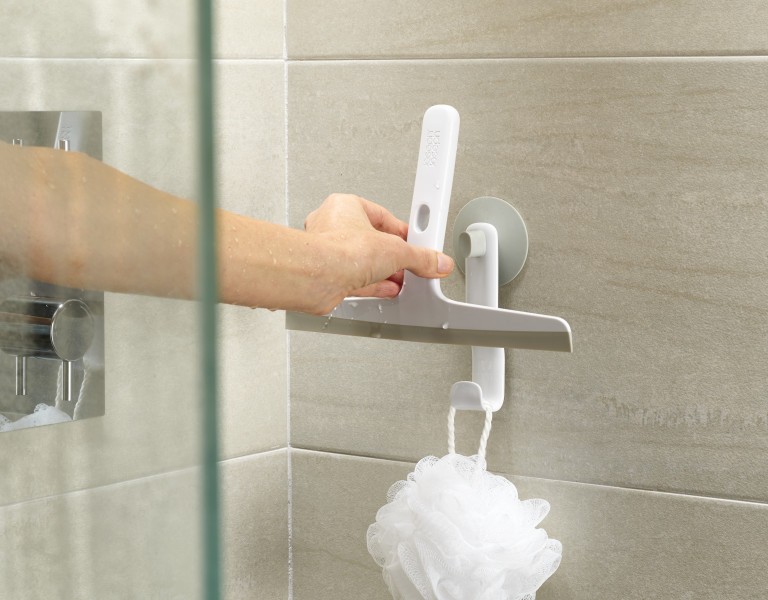 EasyStore Slimline Squeegee with Storage Hook - Grey - Joseph Joseph
