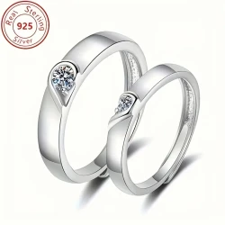 Elegant French Style 0.5-Carat Moissanite Couple Ring  A Timeless Statement of Love