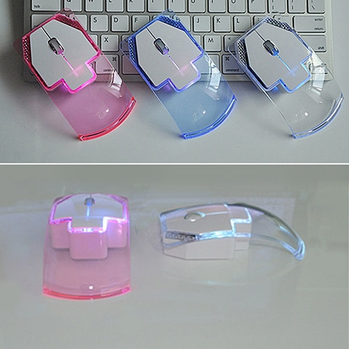 Creative Ultra-thin Transparent 2.4GHz Wireless Optical Luminous Mouse for PC Laptop