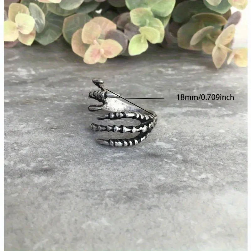 Adjustable Gothic Dragon Claw Ring Fierce Fashion for Bold Spirits