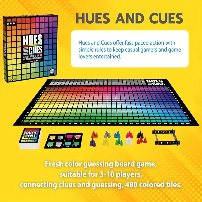 Vibrant Colorful Board Game for 3-10 Players Connect 480 Squares with Clues & Guesses