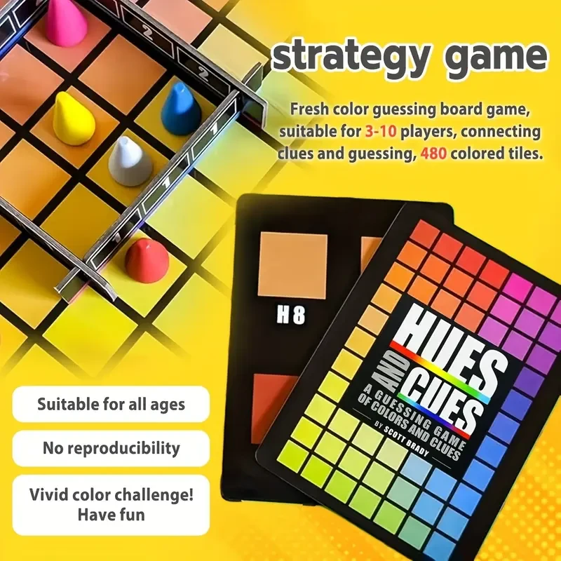 Vibrant Colorful Board Game for 3-10 Players Connect 480 Squares with Clues & Guesses