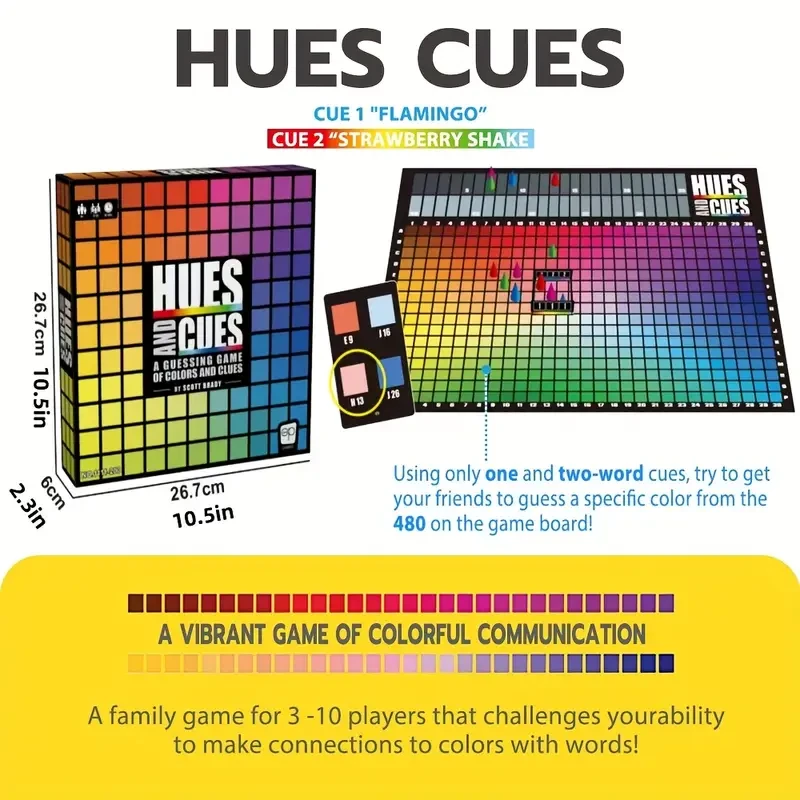 Vibrant Colorful Board Game for 3-10 Players Connect 480 Squares with Clues & Guesses