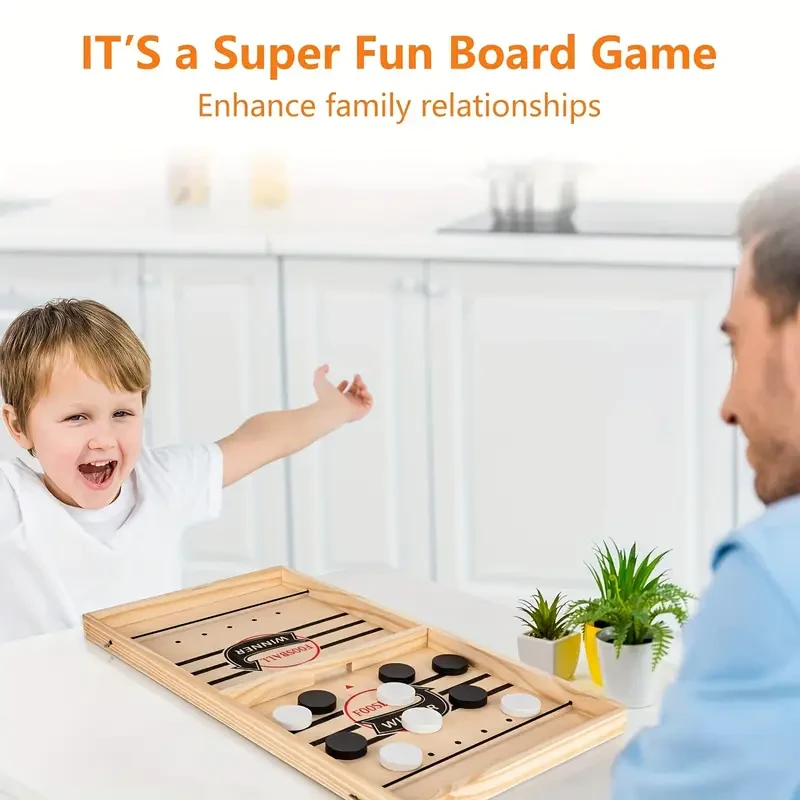Wooden Bouncing Chess Game - Interactive Tabletop Hockey