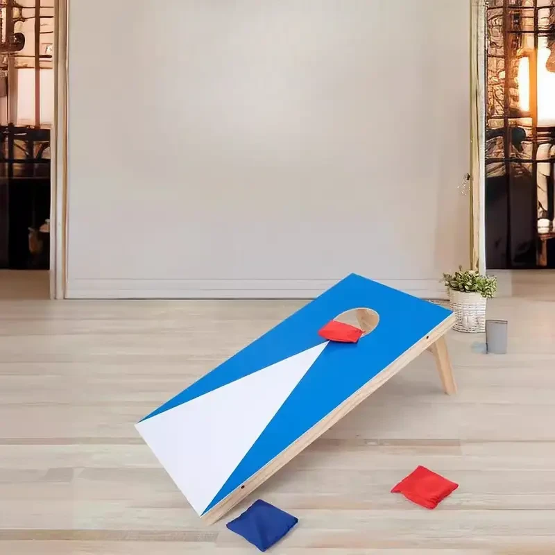 Solid Wood Cornhole Board with 4 Red Bean Bags