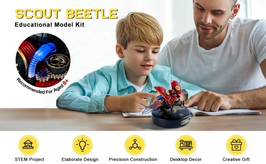 Robotime Rokr Scout Beetle ABS Plastic Metal Punk Style 3D Puzzle Gift For Kids Adults Easy Assembly Mechanical Design Game Toys