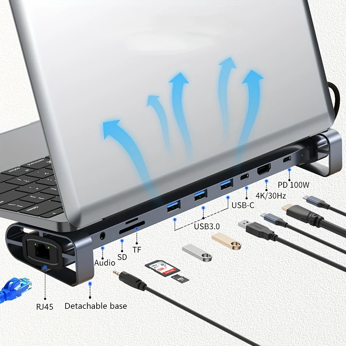 Versatile 10-in-1 USB-C Hub with PD