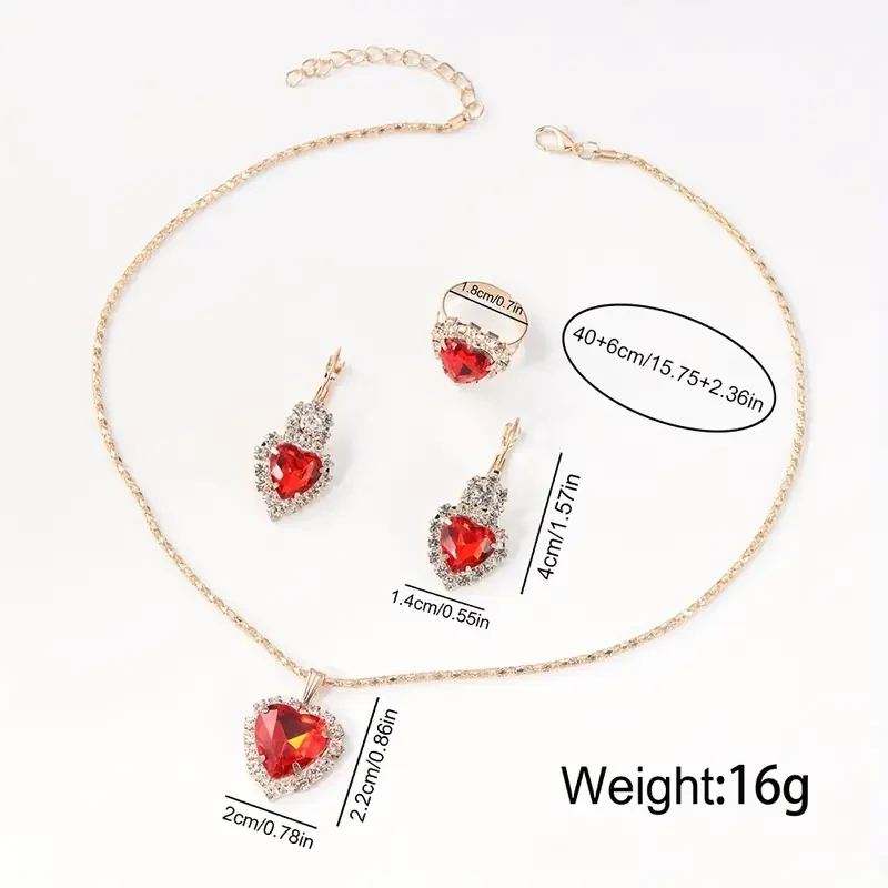 5pcs Ladies' Quartz Watch Red Leather Strap