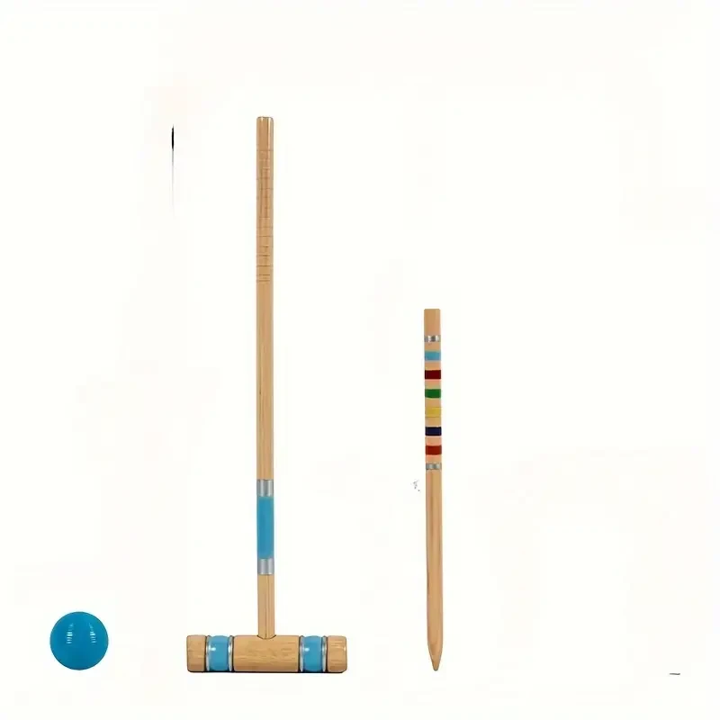 Six Player Croquet Set with Premiun Rubber Wooden Mallets 71.12cm