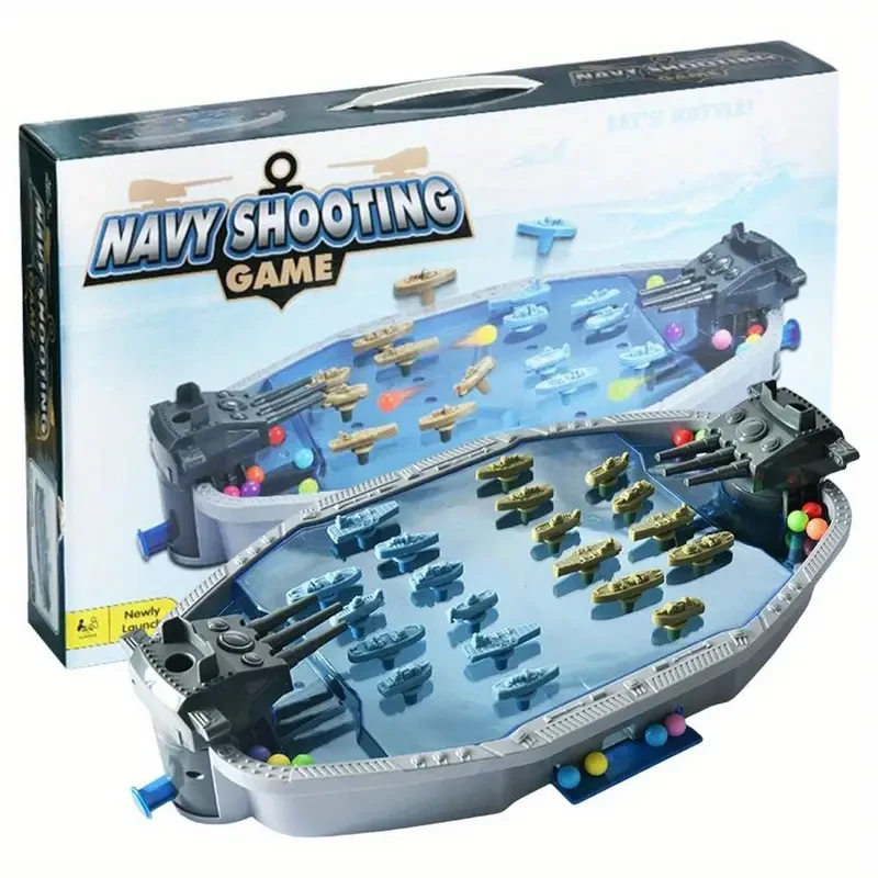 Navy Battleship Shooting Board Game 2-Player Marble Combat Game