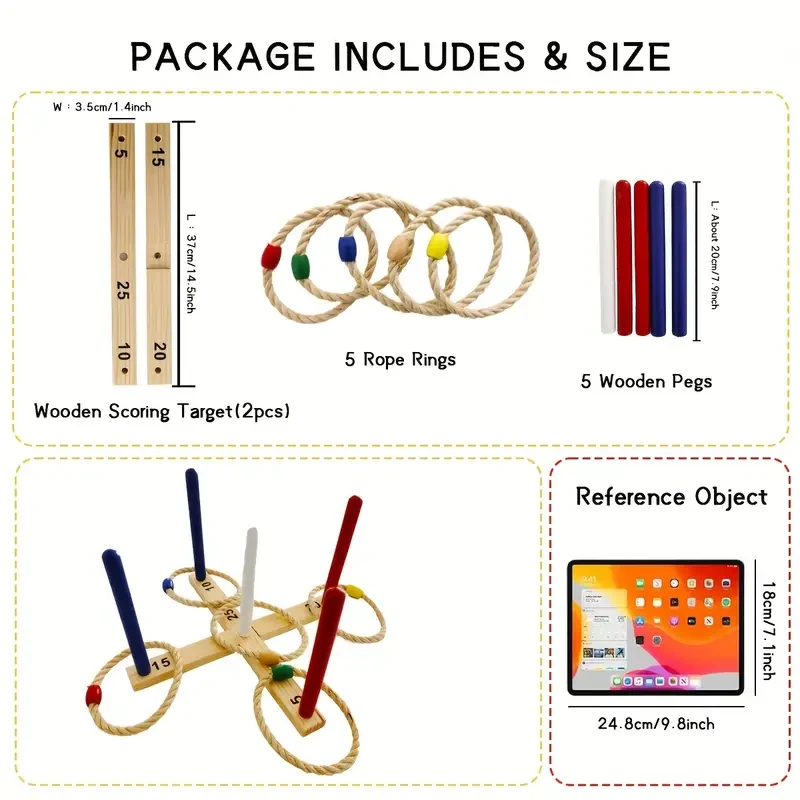 Family Games - Rustic Wooden Ring Toss Game (All Weather)