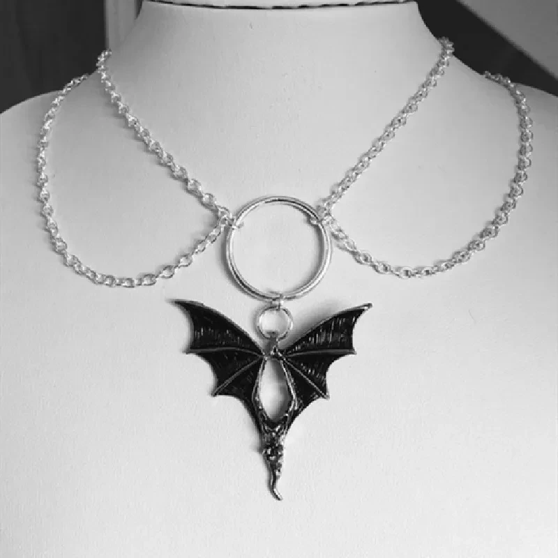 Devil Wings Metal Pendant Necklace