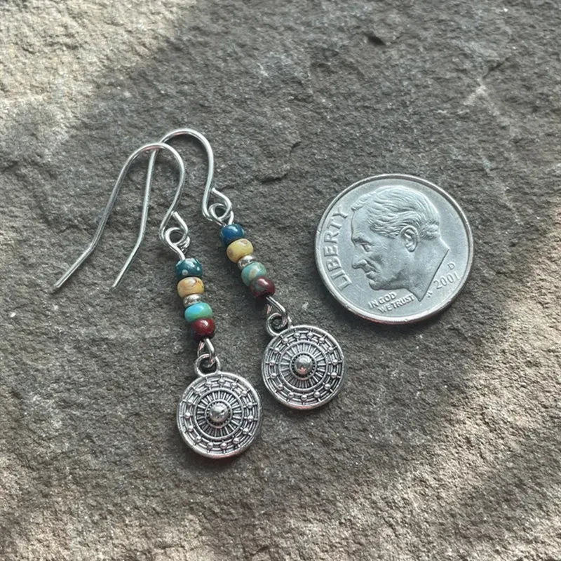Bohemian Round Beaded Pendant Earrings Vintage