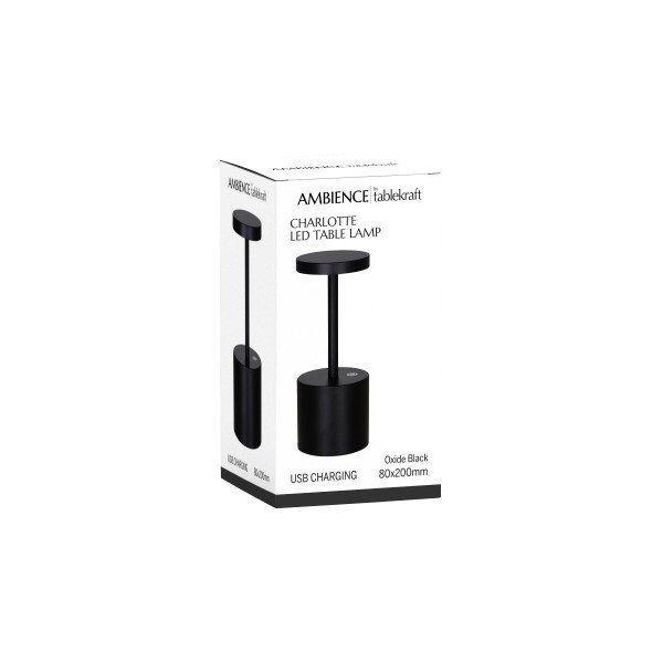 Ambience Charlotte Cordless LED Table Lamp Oxide Black - Tablekraft