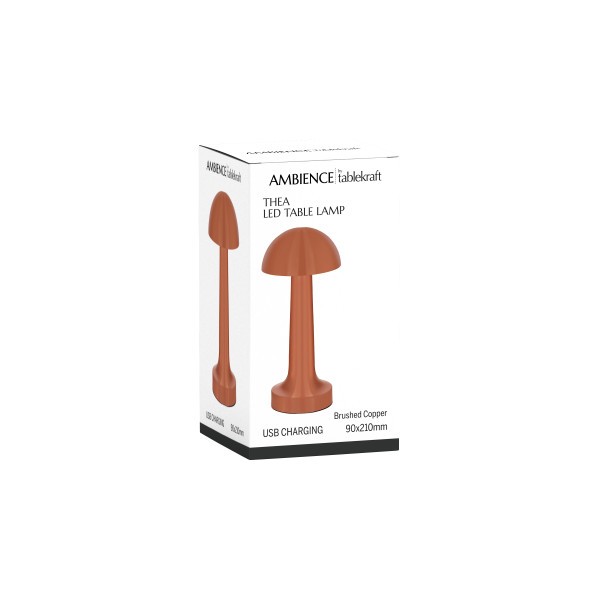 Ambience Thea Cordless LED Table Lamp Brushed Copper - Tablekraft
