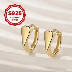 2pcs 925 Sterling Silvery Polished Heart Stud Earrings  Perfect for Everyday and Party Wear, Exquisite Gift