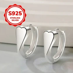 2pcs 925 Sterling Silvery Polished Heart Stud Earrings  Perfect for Everyday and Party Wear, Exquisite Gift