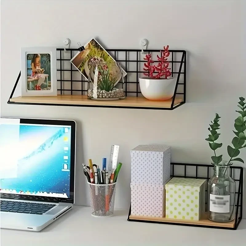 1pc Minimalist Punch-Free Metal Floating Shelf