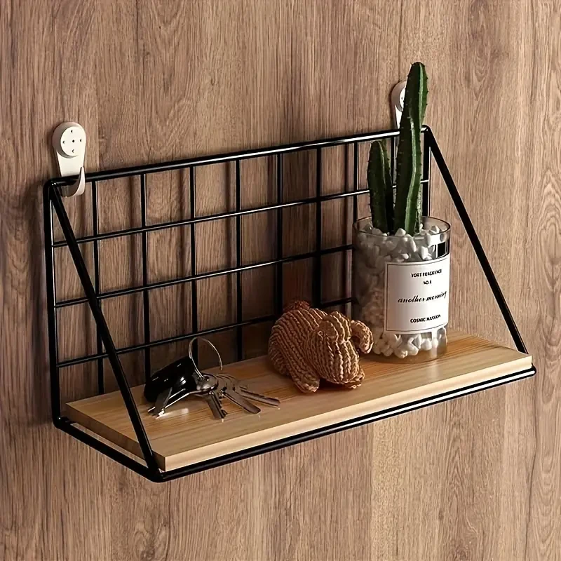 1pc Minimalist Punch-Free Metal Floating Shelf