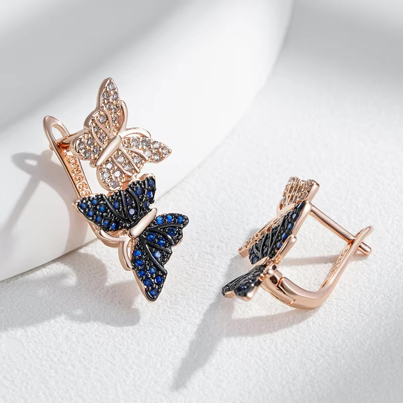 Butterfly Shadow Into Two Shiny Women's Earrings Classic All-match