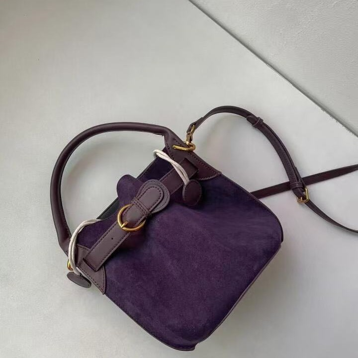 Purple Velvet Bucket Women's Shoulder Messenger Bag