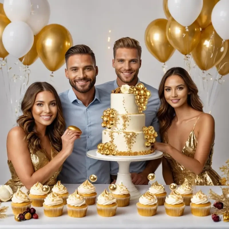 66-Piece Golden Sphere Cake Topper Set