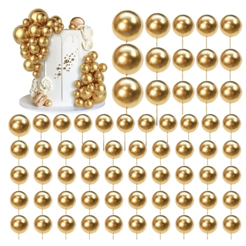 66-Piece Golden Sphere Cake Topper Set