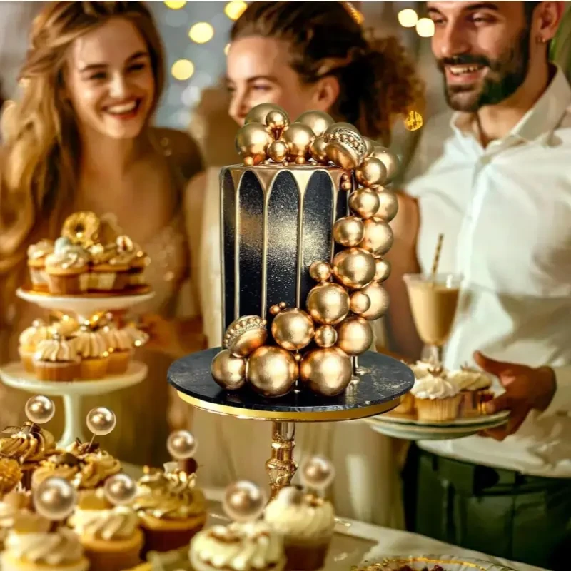 66-Piece Golden Sphere Cake Topper Set