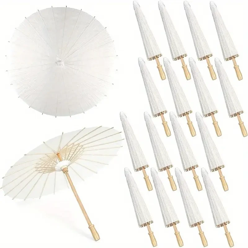 6PCS 80cm White Paper Umbrella Parasols
