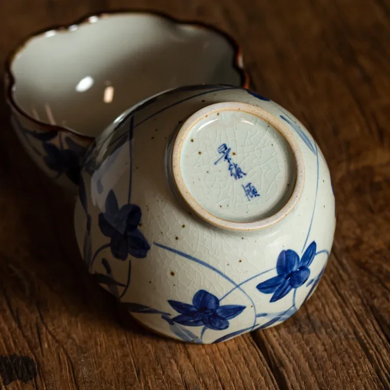 Underglaze Blue Bowl Retro Stoneware Rice Bowl