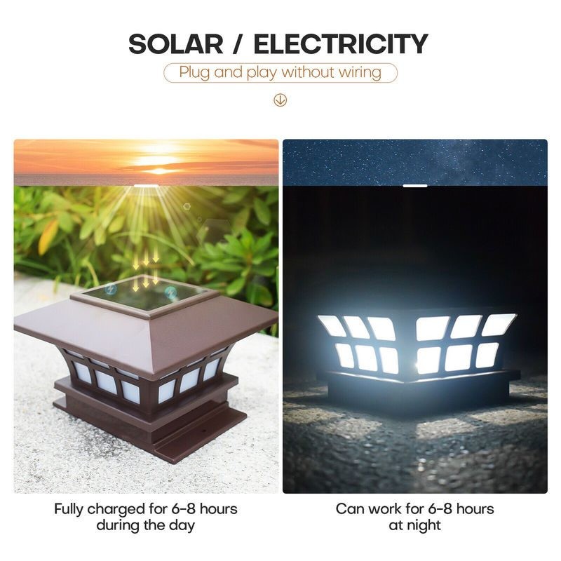 Solar Lights Outdoor Fence Post Cap Lamp