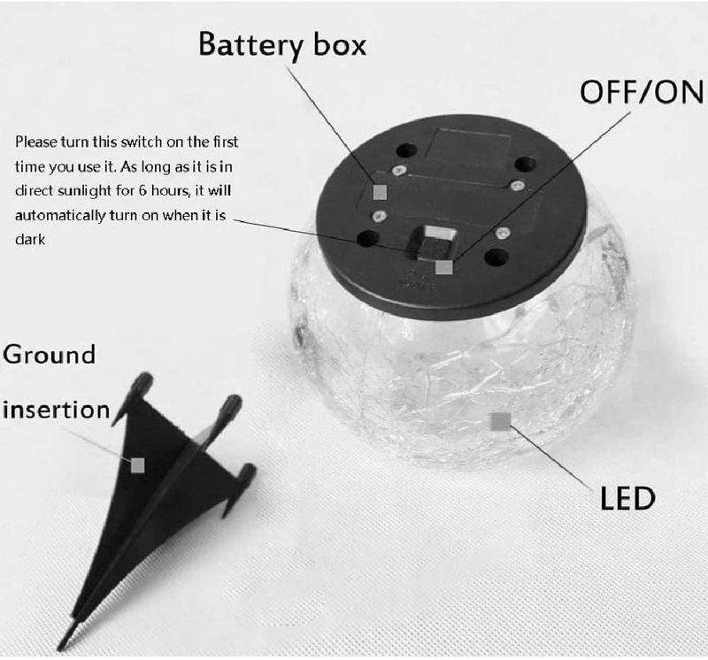 Solar LED Lights Outdoor Crack Glass Ball Lamp