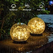 Solar LED Lights Outdoor Crack Glass Ball Lamp