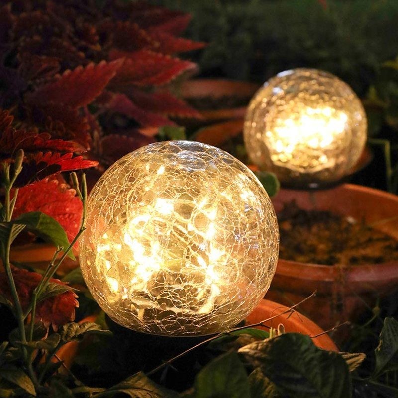Solar LED Lights Outdoor Crack Glass Ball Lamp