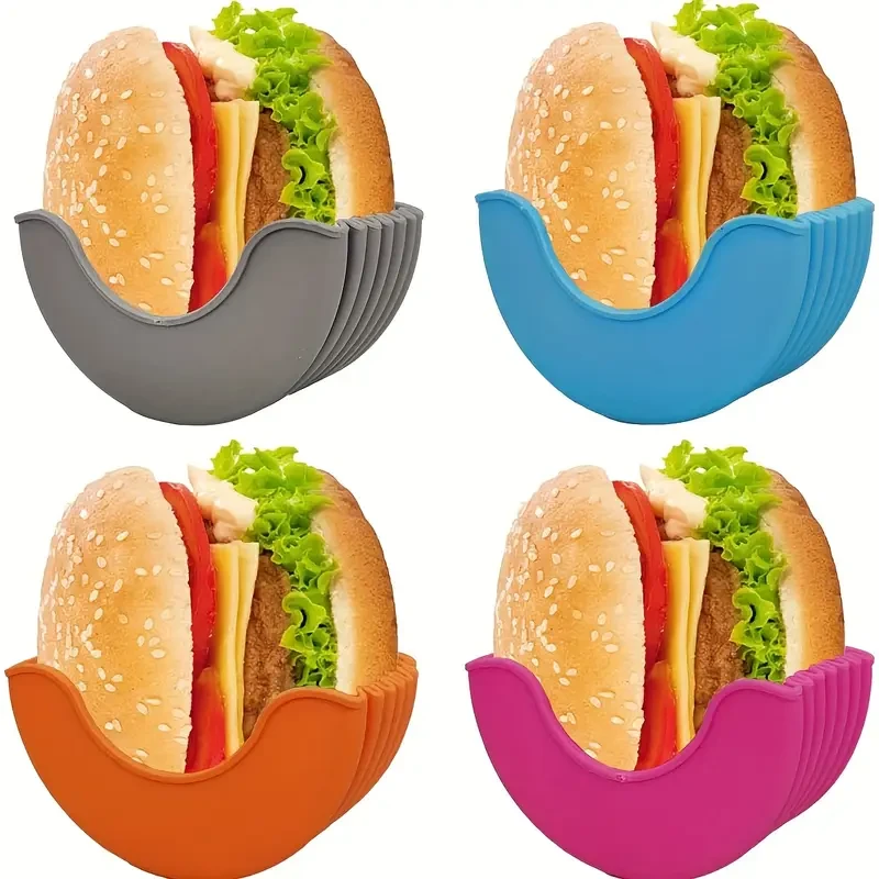 8pcs Silicone Burger Holder Reusable