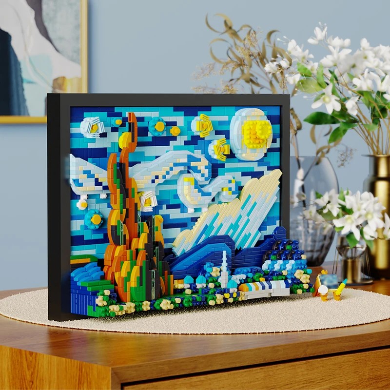 1731PCS Starry Night Building Blocks Assembly Toy, Art Drawing Blocks