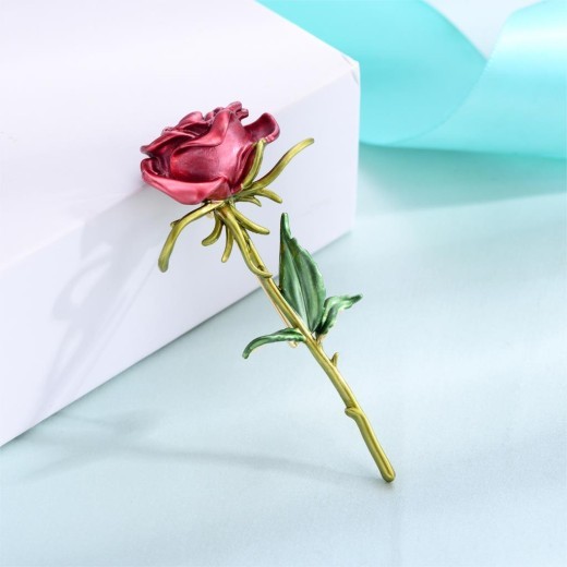 Rose flower brooch