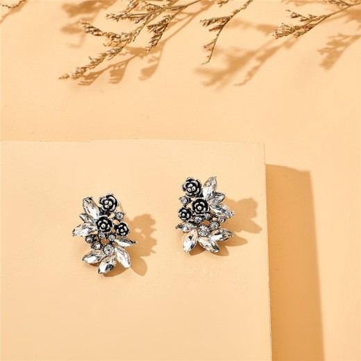 Alloy Rose Rhinestone Earring