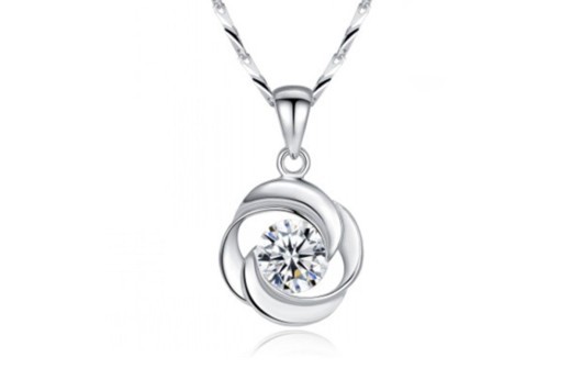 Rose necklace zircon pendant