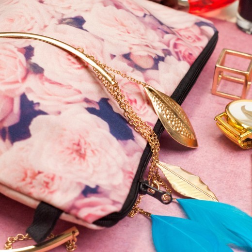 Printed Rose Cosmetic Bag