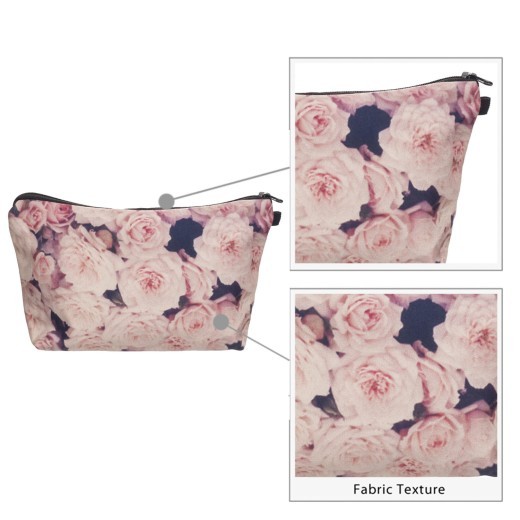 Printed Rose Cosmetic Bag