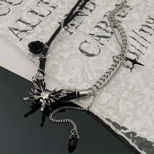 Women's Fashion Butterfly Rose Necklace