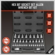 Hex Bit Socket Set Metric & SAE Allen Key S2 Steel Adapter