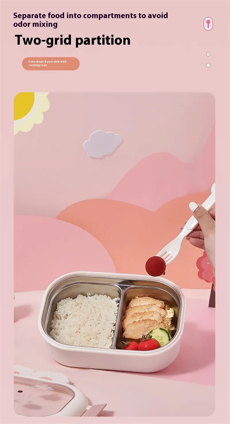 Cute Bunny Stainless Steel Creative Compartment Student Lunch Box