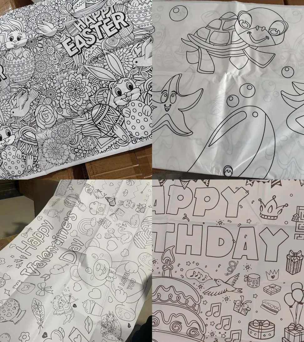 Volcanic Dinosaur Children's Colorful Painting Graffiti Waterproof Degradable Tablecloth